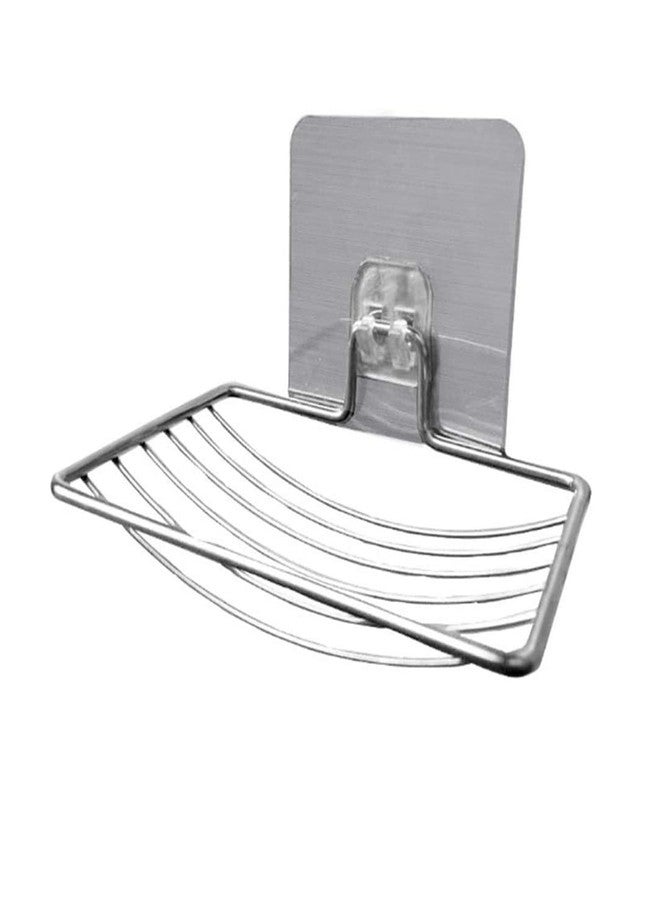 Sulfar Soap Dish Holder,Self Adhesive Wall Mounted Soap Sponge Holder Stainless Steel Storage Saver Rack for Home Kitchen Bathroom Shower (Silver) - Image 1